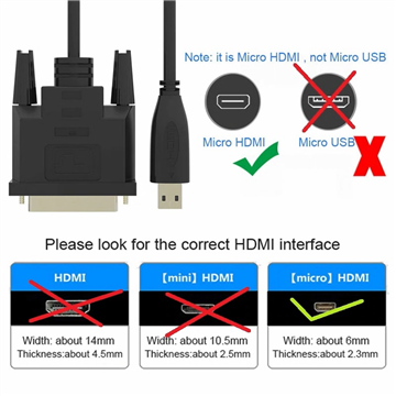 Generic Micro HDMI to DVI Adapter cable 1.8m