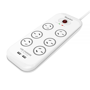 Huntkey 6 Ways Surge Powerboard with 2xUSB Ports