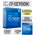 Intel Core i7-12700K CPU 12 Core 20 Threads unlocked 25M Cache up to 5.0GHz LGA 1700 with Integrated Graphics WITHOUT Cooler
