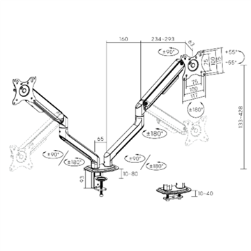 Brateck LDT63-C024 Dual Monitor Spring-Assisted