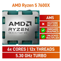 AMD Ryzen 5 7600X 6 Core 12 Thread 38M Cache up to 5.3GHz AM5 with Built-In Radeon Graphics Unlocked CPU Processor - OEM Pack Cooler Not Included