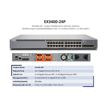Juniper Networks EX3400-24P 24-Port Gigabit PoE Switch