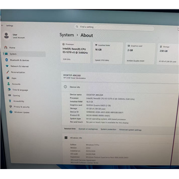HP Z240 Workstation Tower Xeon 16G 256G W11